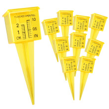 10 Pack Rain Gauge with Bright Yellow Wide Mouth, EasyRead Sprinkler Gauge for Lawn and Garden