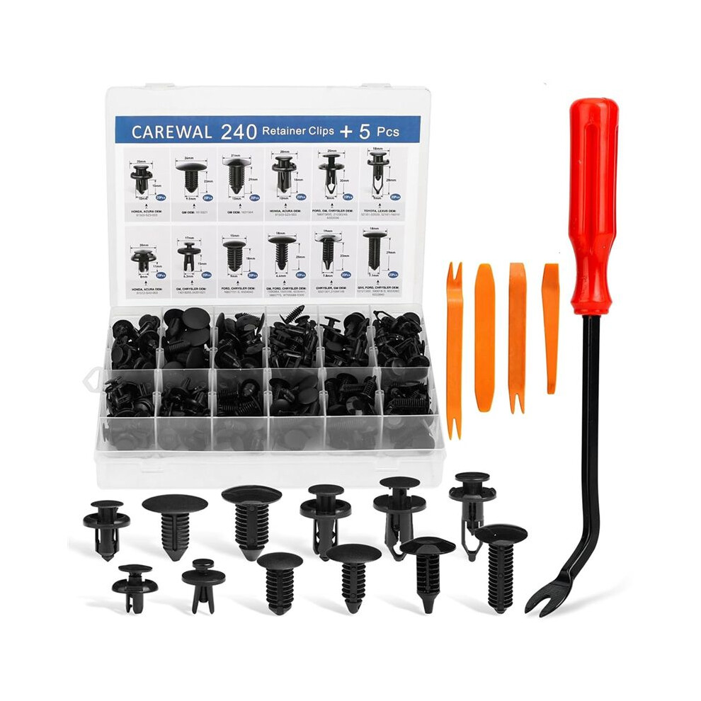 240 Pcs Bumper Clips Car Clips Plastic Rivets Of 16 Most Sizes And 5 Fastener Removers Fasteners Push Retainer Kit 4711779466725