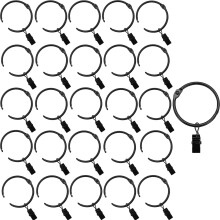 Openable Curtain Rings with Clips 20 Pcs 2 Inch Diameter, Fits 1.8 Inch Rod, Black Clip Rings For Drapery