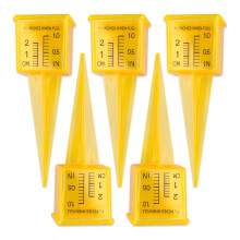 Outdoor Rain Gauge Set of 5 Wide Mouth Clear Plastic Dual Scale Lawn and Garden Water Measuring Tool
