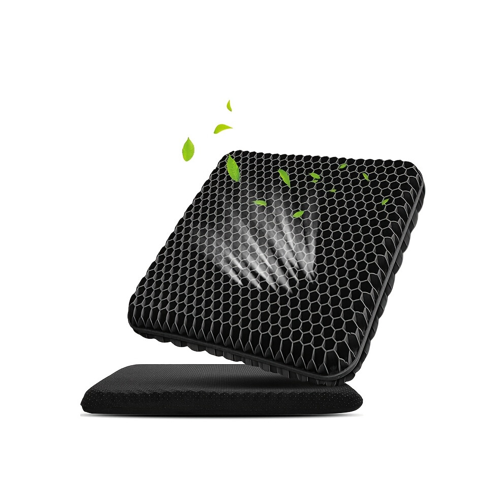 Xylfly (Tpe-) Gel Seat Cushion, Double Thick Breathable Seat Cushion Cool Gel Cushion Honeycomb Design, Breathable Lumbar Cushion Black
