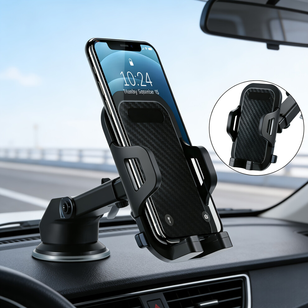 (1Pcs) 1Pc Universal Car Dashboard Navigation Phone Holder | Suction Cup And Vent Mount, Adjustable, 360 Rotatable 8702157448484