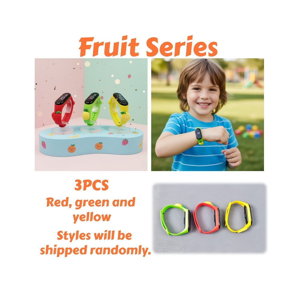 (3Pcs) 3 Cute Fruit Bracelets Suitable For - Apple, Pineapple, Lemon Charms, Lightweight Party Favors Yellow 8702157448026