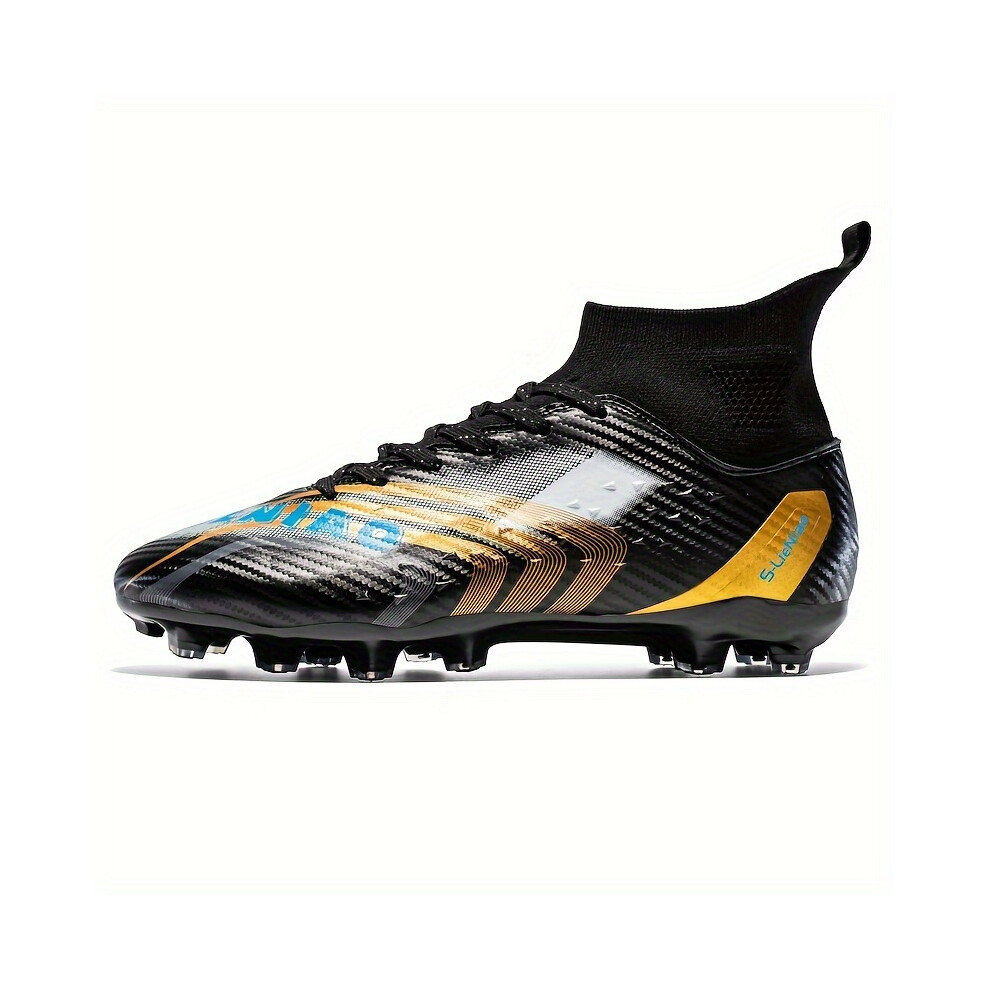 Photos - Bike Pump  Men'S Golden Football Cleats - Large Size, Summer Transparent Lightweight Professional Soccer Shoes With Long N(Black, 1.5)
