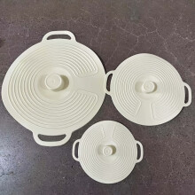 (White, 3pcs) Set of 3 Silicone Lid Covers with Double Handles And Suction Seal - Heat-Resistant for Microwave And Stovetop Use
