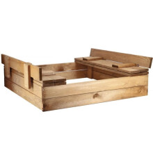 Zandbak - SPRINGOS - 94 x 98 cm - Vurenhout - Ecologisch - Met 2 banken