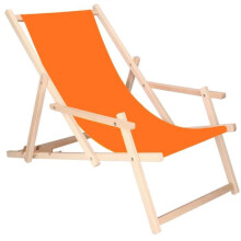 Transat de jardin - SPRINGOS - Chaise longue pliante - Bois de hêtre - Accoudoirs - Réglage 3 niveaux
