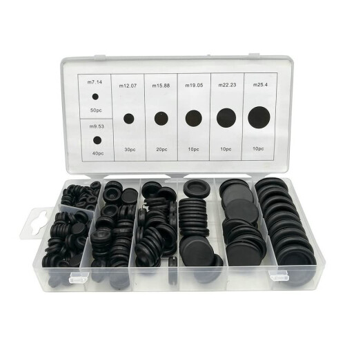 170 PCS Rubber Grommet Assortment Kit with Multiple Sizes for Wire and Cable Protection