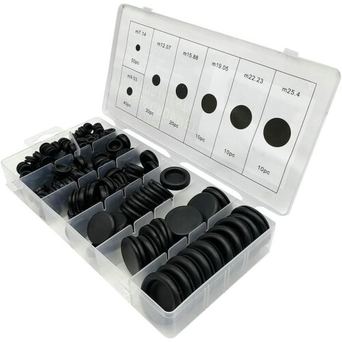 170 PCS Rubber Grommet Assortment Kit with Multiple Sizes for Wire and Cable Protection 1