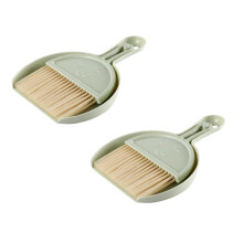 Mini Dustpan and Brush Set with NonSlip Grip, Small Broom for Table Countertop Sofa Keyboard, Grey