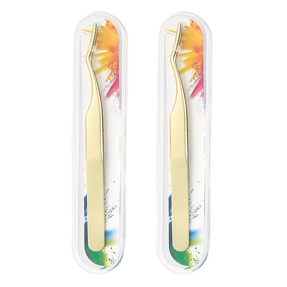 High Precision Tightly Closed Fiber Tip Lash Tweezers, Precision Stainless Steel for Professional Eyelash Extension, 2PCS For Halloween Parties