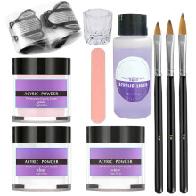DIY Art Tools Acrylic Nail Kit Liquid Monomer Acrylic Powder With Nail Forms Easy Application For Beginners Long Lasting Suitable For Natural False