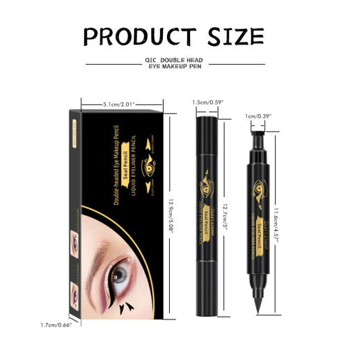 Αδιάβροχο στυλό eyeliner με διπλή άκρη για συμμετρικά σχέδια cat eye, ανθεκτικό στον 1