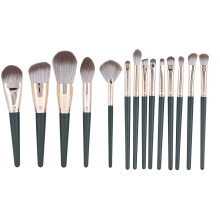 Professionelles Make-up-Pinselset, weiche Haptik, kein Ausfallen der Borsten für ein natürliches Puder-Ergebnis, 14-teilig, dunkelgrün, für ein