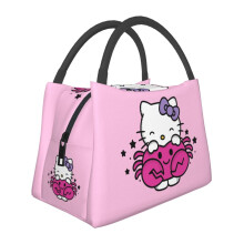 Söpö sarjakuvamainen lounaskassi Hello Kitty -eväsrasia, uudelleenkäytettävä eristetty lounaskassi toimistotyöhön, piknikille, vaellukselle -