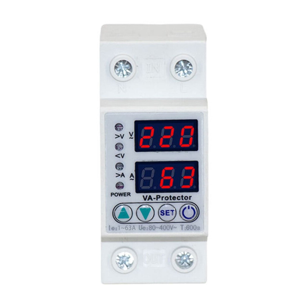 Mosiee Led Voltage Protector Relay Adjustable Over/Under Voltage Current Protector 63A 9358999916835