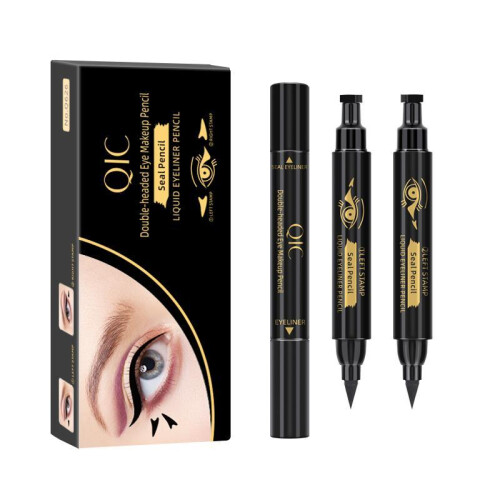 Στυλό Eyeliner με σχέδιο φτερού, διπλής όψης, αδιάβροχο, ακριβές, τσόχα για άψογη 1
