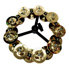 Cymbal HiHat Tambourine with Stainless Steel Drum Kit Percussion Accessories Double Gold
