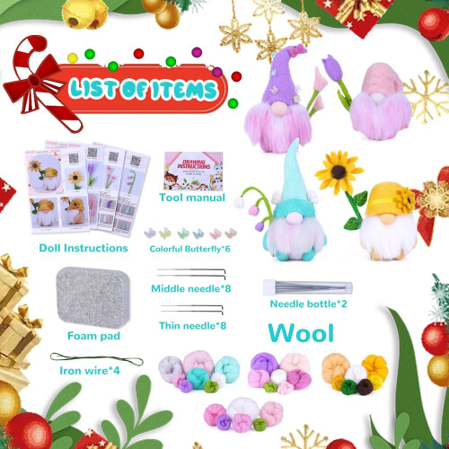 Needle Felting Set DIY Kits Sunflower Gnomes 2