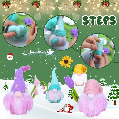 Needle Felting Set DIY Kits Sunflower Gnomes 1