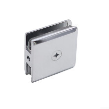 Brass Glass Clamp For 812 mm Tempered Glass, UShaped Mounting Bracket, Chrome Finish Shower Screen Door Hardware