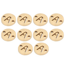 Accessoires pour colliers Ă faire soi-mĂŞme - Breloques plates et rondes en acier titane, motif signe du zodiaque, avec connecteur Ă deux trous