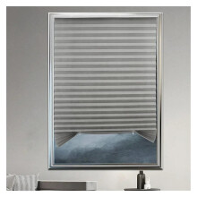 Self Adhesive Blinds Gray Pleated Paper Shades Light Filtering 60 W X 180 Cm Easy Install Portable With Clips
