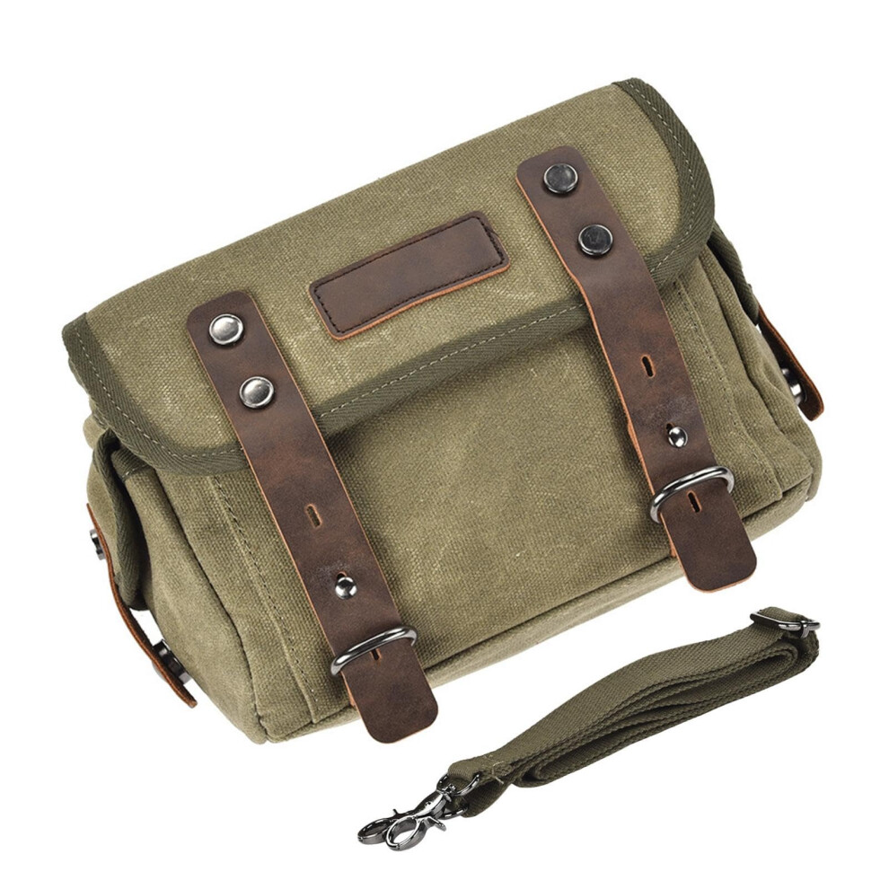 Motorcycle Saddlebags Waterproof Canvas Rear Luggage Bag With Adjustable Straps Army Green 9347817867039