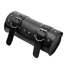 Motorcycle Tail Bag PU Leather Waterproof Saddle Bag with Straps for Travel and Storage