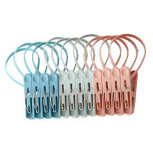 12pcs Windproof Clothes Clips with Lanyards AntiSlip Plastic Laundry Pegs for Indoor Outdoor Use