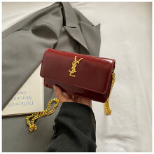 (Red 4) Patent leather versatile shoulder small square bag crossbody chain fortune bag