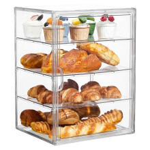 Clear Acrylic Bread Storage Box 4Tier Transparent Organizer for Pastry Muffin Cookie Loaf Bakery