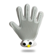 2 in 1 Pet Grooming Glove with Gentle Silicone Massage for Long Haired Cats Dogs Rabbits Horses, Grey