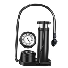 Mini Portable pressure Tire Floor Pump Barometer, FootActivated Metal Bike Inflator, Lightweight Air Pump, Black