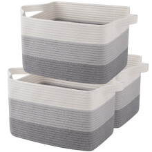 Storage Basket Cotton Rope Woven Baskets For Toy Storage And Bathroom Towel Organizer Pack Of 3 Gradient Gray