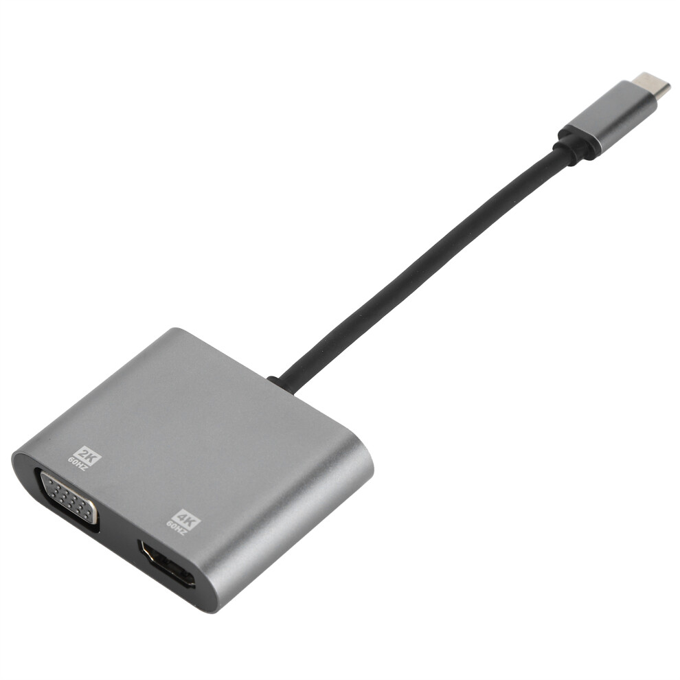 2In1 Type-C To Vga & 4K Hdmi Adapter Dock Aluminum 60Hz Gray 5041377619780