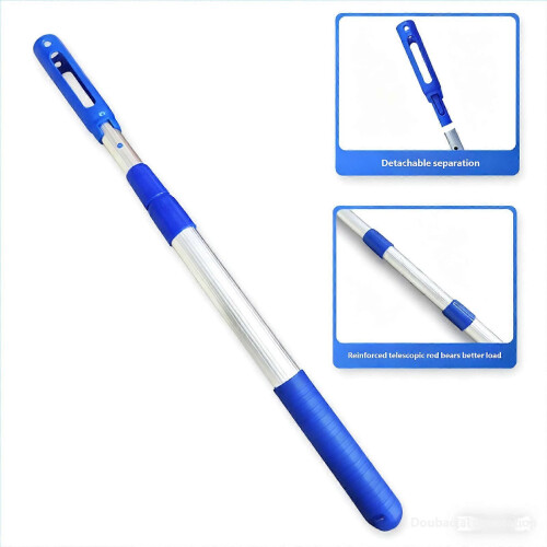 (3 Sections) Durable Adjustable Length 3/4 Section Extendable Pool Skimmer Poles Lightweight Aluminum for Deep Swimming Pool Cleaning Multicolor 2