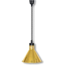 Food Heating Lamp Buffet Warmer Chandelier Hanging Heat Lamp for Pizza Grill, Gold Finish, Adjustable Height