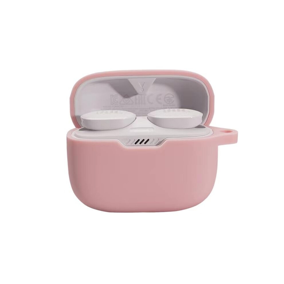Soft Silicone Skin Case For Jbl Tune 230Nc Tws Earbuds, Shockabsorbing Cover With Keychain, Unisex Pink 9187378625637