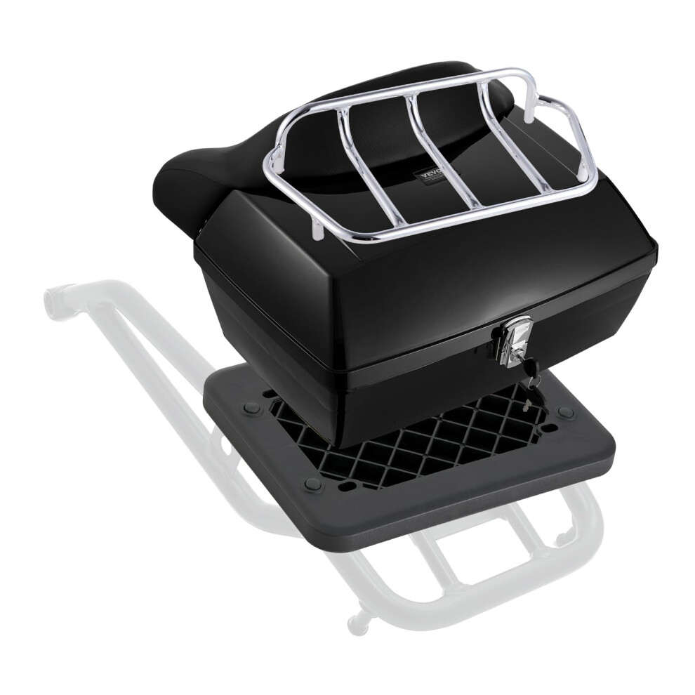48L Waterproof Motorcycle Case With Backrest, Detachable Motorbike Tail Box With Multihole Mounting Base 9347817868906