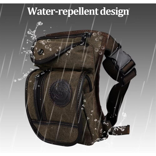 Motorcycle Leg Bag Canvas Drop Leg Waist Pack with Large Storage Durable MultiPocket Black 1