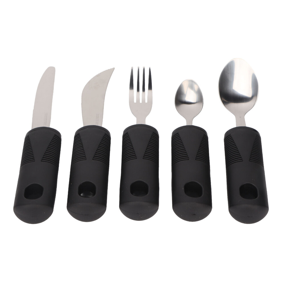 Soft Touch Utensil Set for Parkinsons Patients, Comfortable Grip Arthritis Silverware with Biocompatible Gel Adaptive Design and Long Life Durability