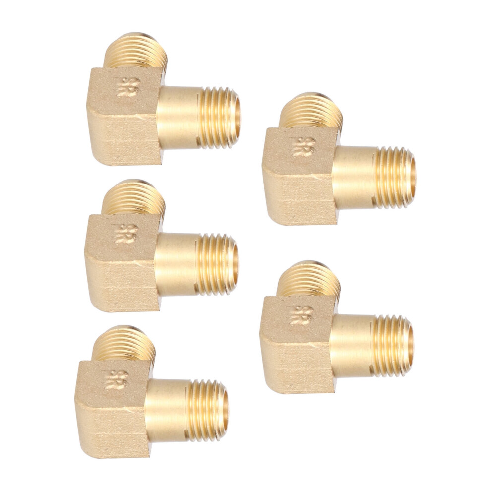 5Pcs Air Compressor Elbows Brass 1/4" Pneumatic Fittings, Zinc Alloy 8101377624805