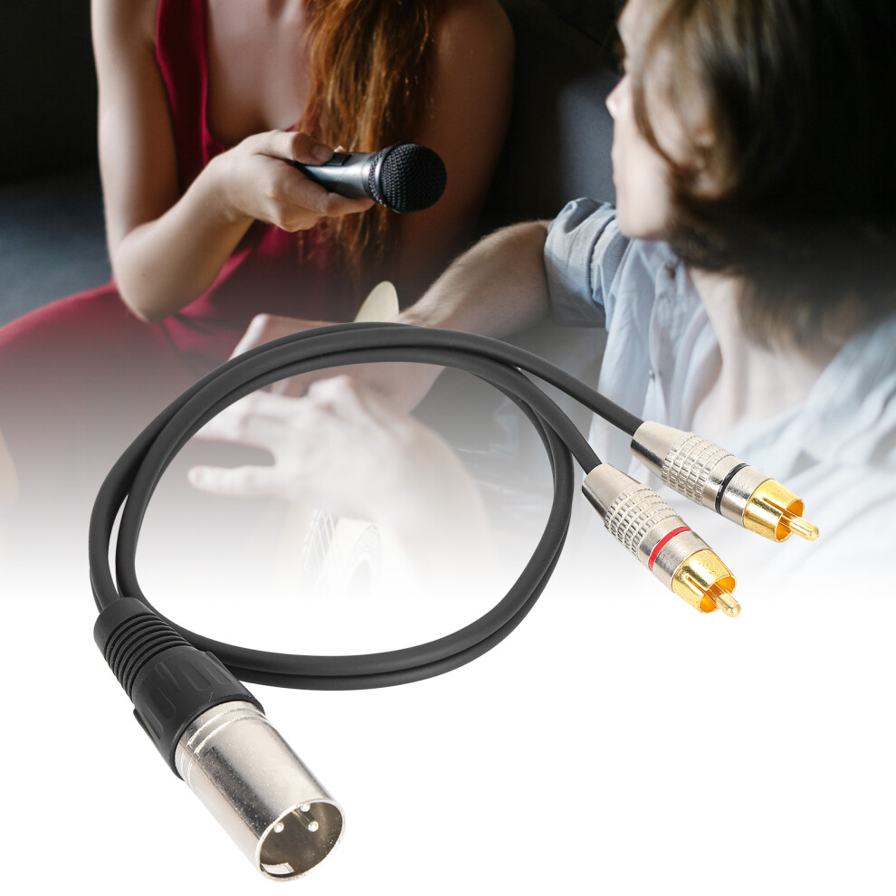 Xlr Male To 2 Rca Audio Splitter Cable 1M/3.3Ft For Mixer & Microphone 9341377624972