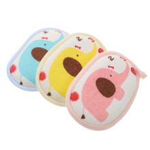 Bath Sponges Set of 3 Soft Cartoon Shower Scrubbers Gentle Exfoliating Body Wash Pads in Blue Pink Yellow