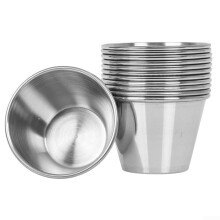 Stainless Steel Sauce Cups Set of 12 for Dips, Condiments, Reusable EasyClean Serving Cups