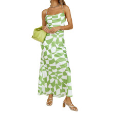 (L, Green) Robe d'été sans et plage.
