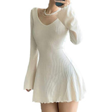 (S, White) Robe d'été cintrée la plage.