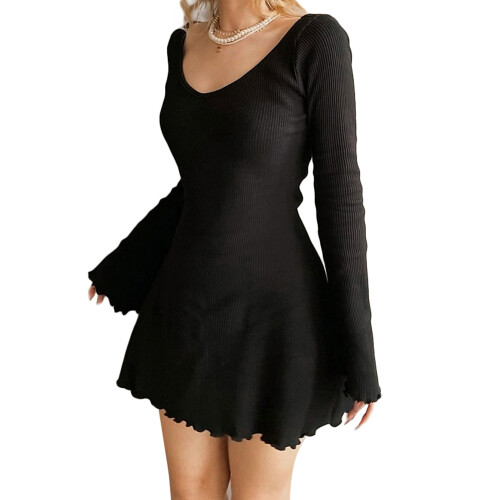 (L, Black) Robe d'été cintrée la plage. 2