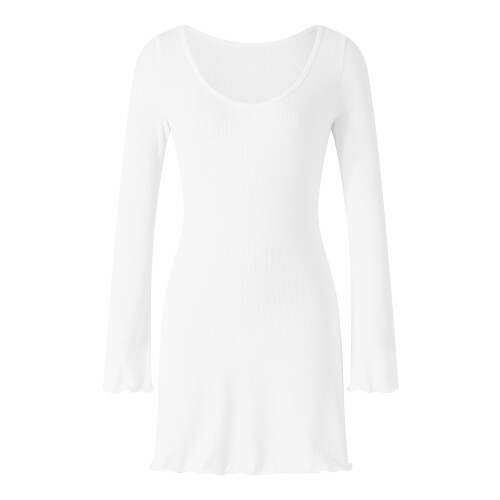 (L, White) Robe d'été cintrée la plage. 1